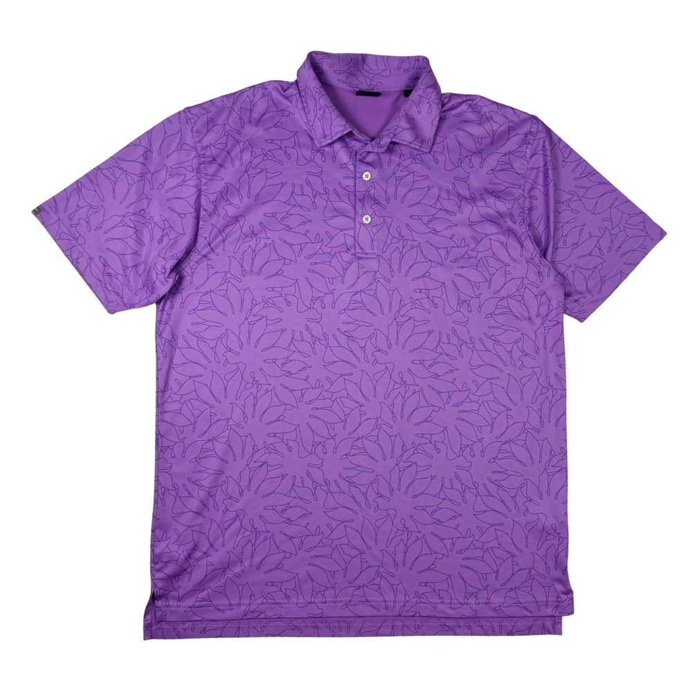 Dunning Golf Polo Shirt Mens Large Purple Excellent Floral Performance - Picture 2 of 11